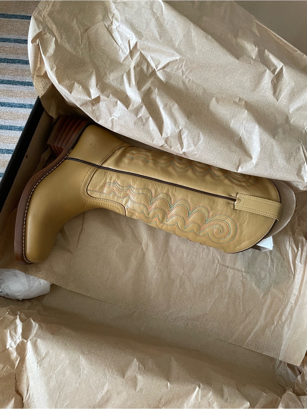 Frye Campus Deco Stitch Leather Knee-High Boots in Banana - Picture 9 of 12